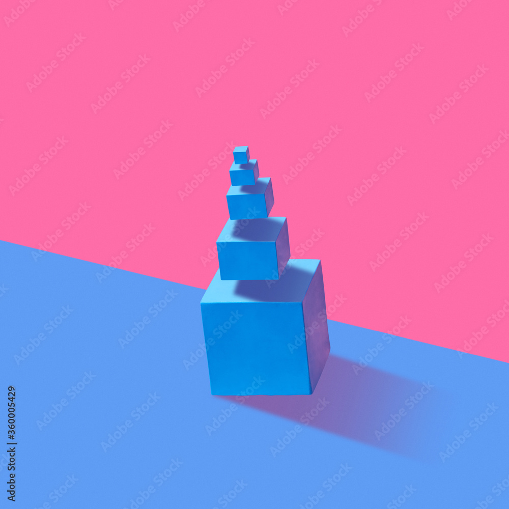 Geometric figure from gupsum cubes on a duotone background. Geometric figure from gupsum cubes on a duotone background.
