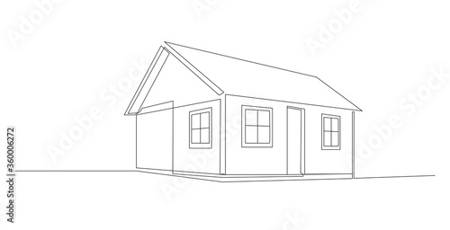 Continuous line drawing of house, residential building concept, logo, symbol, construction, illustration simple.vector. one line drawing of a house. house drawing in perspective. Vector.