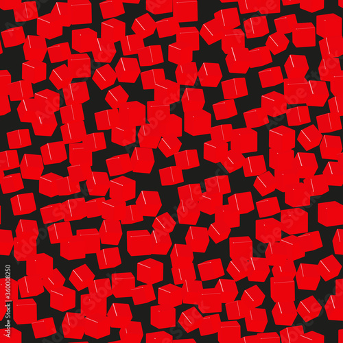 Red Cubes Seamless Pattern, 3D Illustration
