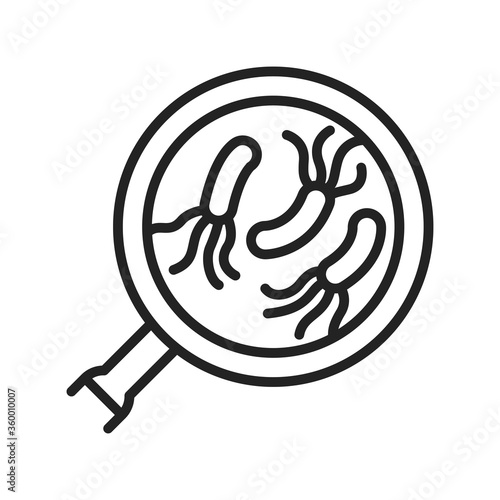 Parasite analysis black line icon. Medical examination concept. Pictogram for web, mobile app, promo. UI UX design element. Editable stroke.
