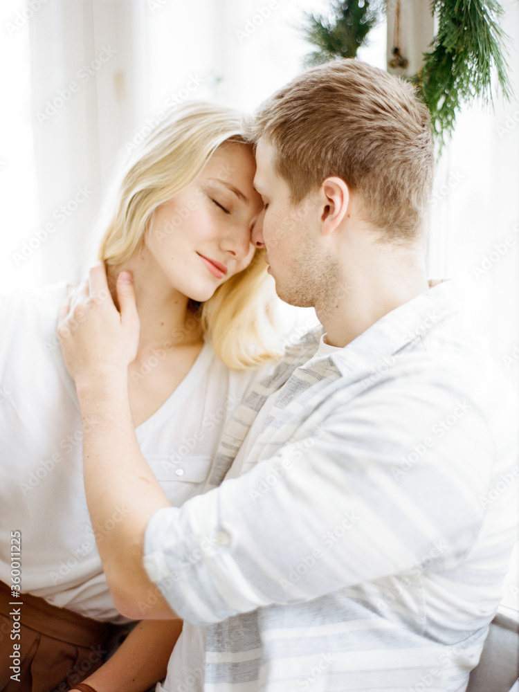 Young couple with eyes closed Young couple with eyes closed