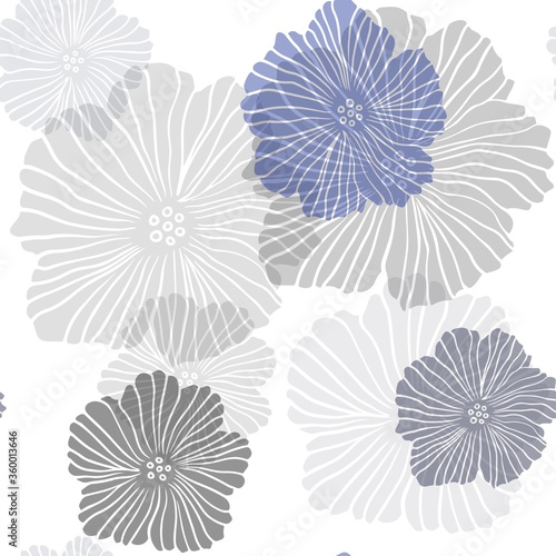 Dark BLUE vector seamless doodle template with flowers. Glitter abstract illustration with flowers. Pattern for trendy fabric, wallpapers.