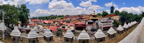 Pashupatinath temple shrines panorama,the UNESCO 
the Oldest iconic Hindu temples of Pashupatinath.
World Heritage Site in the heart of Kathmandu. Temples Panoramic photo