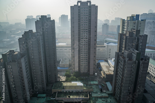 The skyline city view in Pyongyang city  the capital of North Korea