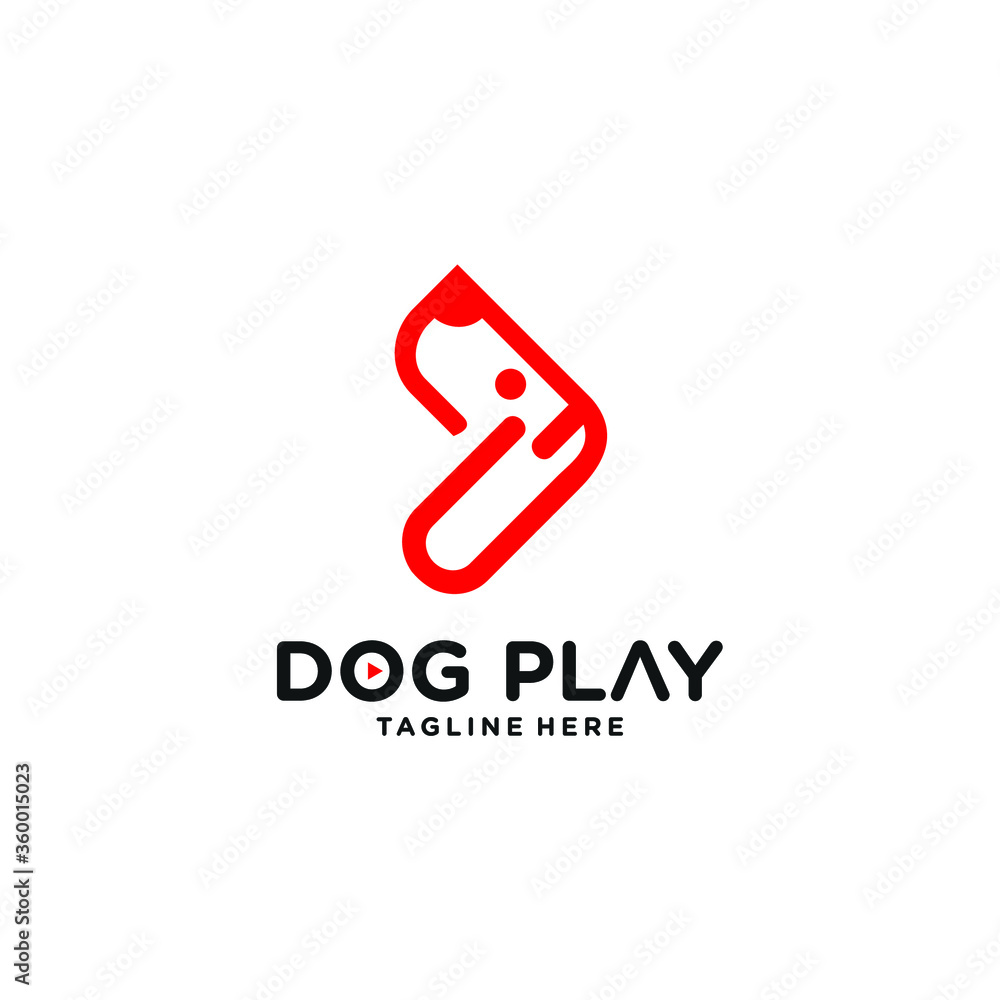 dog play vector graphic logo line style