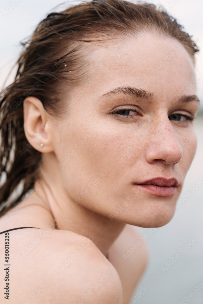 portrait of a girl with wet hair after bathing portrait of a girl with wet hair after bathing