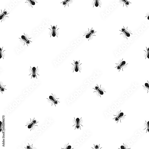 Fly insect flat vector seamless pattern background.  © Віталій Баріда