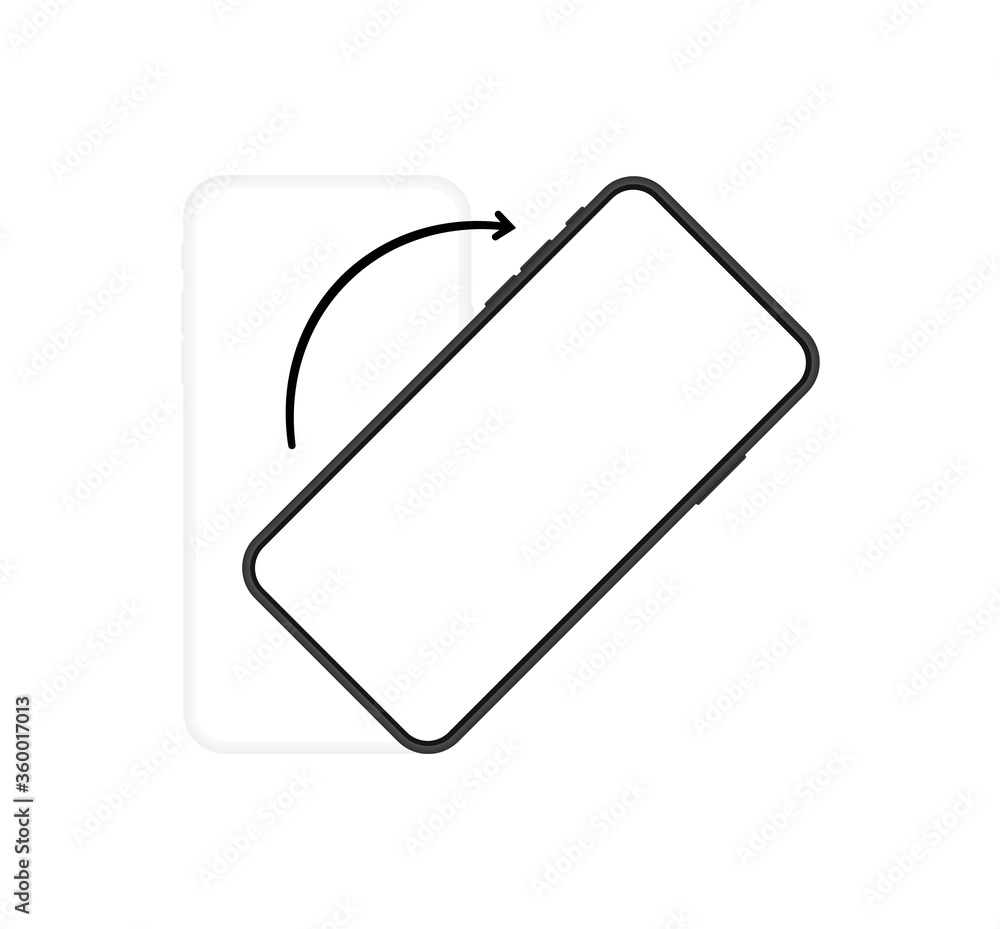 Smartphone with different variant of rotate position. turn your phone whatever. Modern vector illustration Smartphone with different variant of rotate position. turn your phone whatever. Modern vector illustration