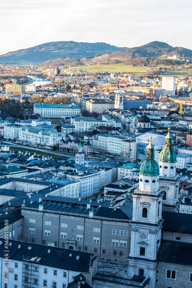 View of Salzburg Rooftops and the Cathedral (Salzburger Dom) from Hohensalzburg Fortress