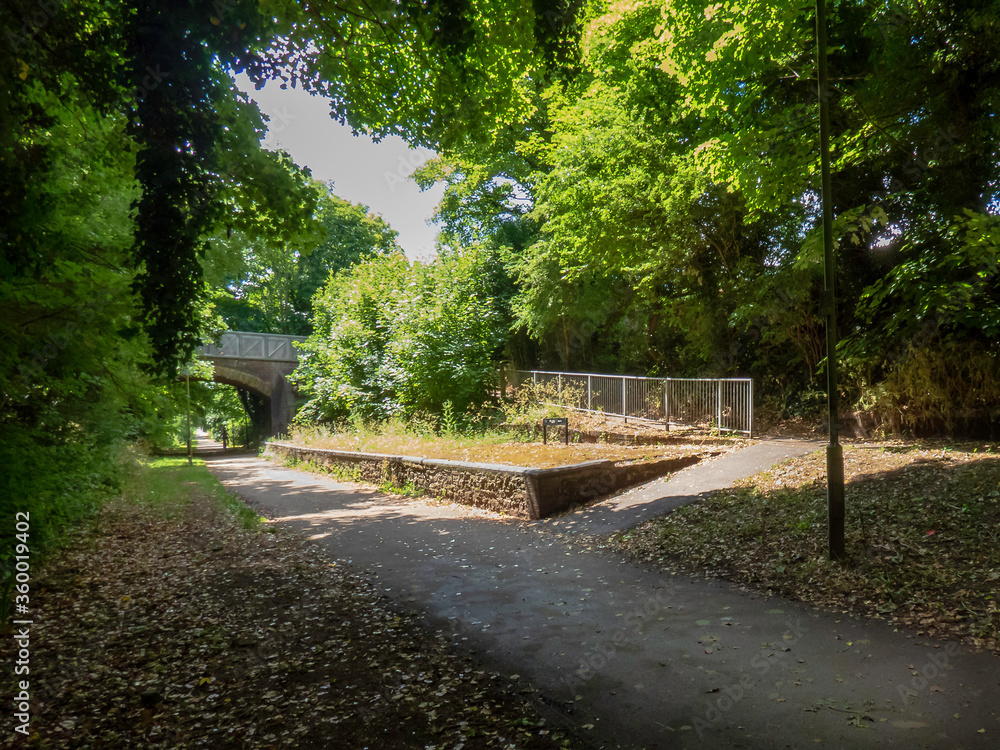 New Bradwell, Milton Keynes June 22, 2020: New Bradwell Disused Railway Station now on a recreation cycleway between Wolverton and Newport Pagnell New Bradwell, Milton Keynes June 22, 2020: New Bradwell Disused Railway Station now on a recreation cycleway between Wolverton and Newport Pagnell