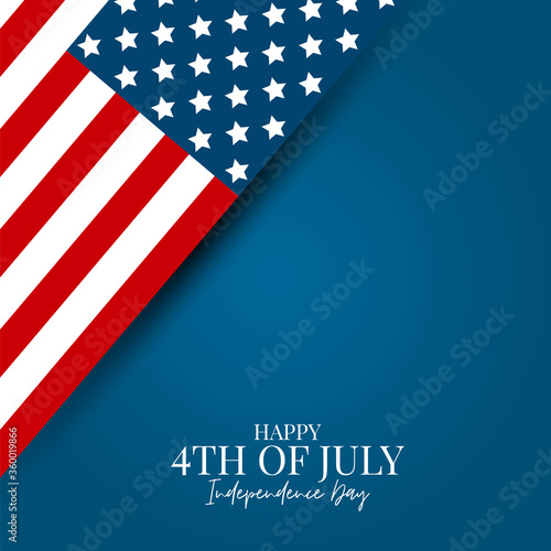 July 4th banner. USA Independence Day holiday. National United States flag. Vector illustration.