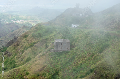 Foggy, green landscape in Cape Verde