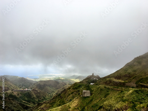 Foggy, green landscape in Cape Verde