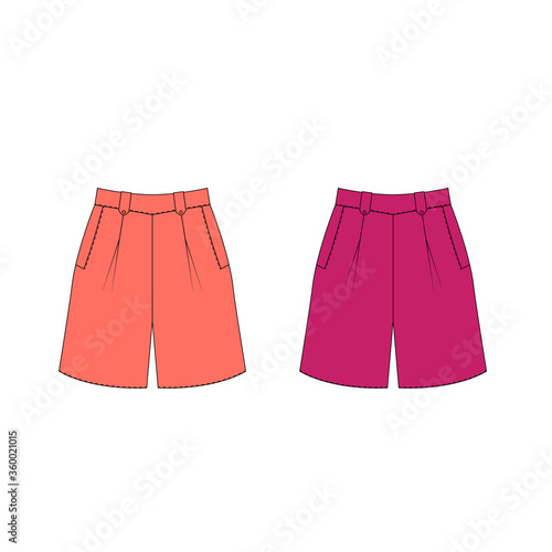 Vector illustration of women's shorts. Front