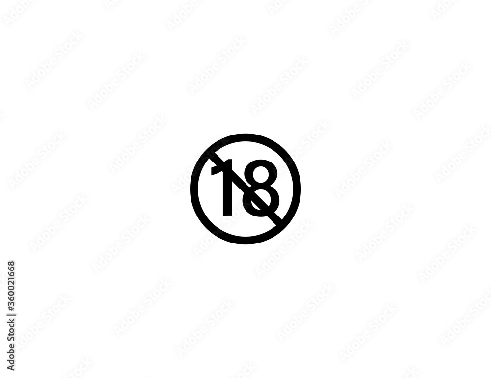 No One Under Eighteen vector flat icon. Isolated No One Under 18 emoji illustration symbol No One Under Eighteen vector flat icon. Isolated No One Under 18 emoji illustration symbol
