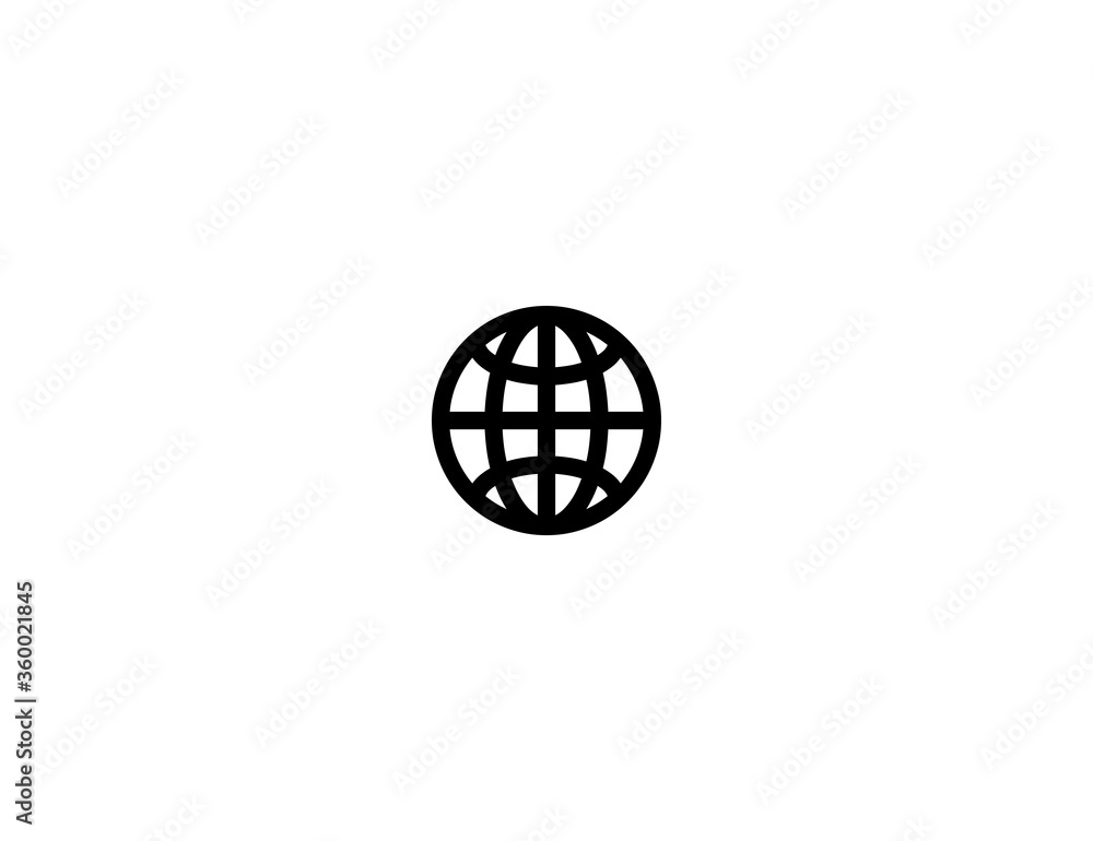Globe with Meridians vector flat icon. World Wide Web. WWW Internet Symbol. Isolated globe emoji illustration symbol Globe with Meridians vector flat icon. World Wide Web. WWW Internet Symbol. Isolated globe emoji illustration symbol