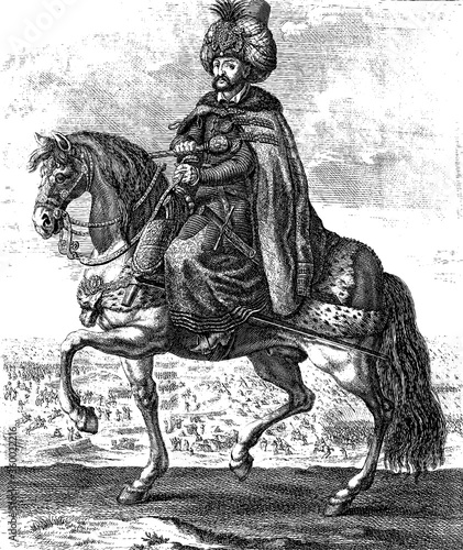 Vintage engraving of Ottoman sultan