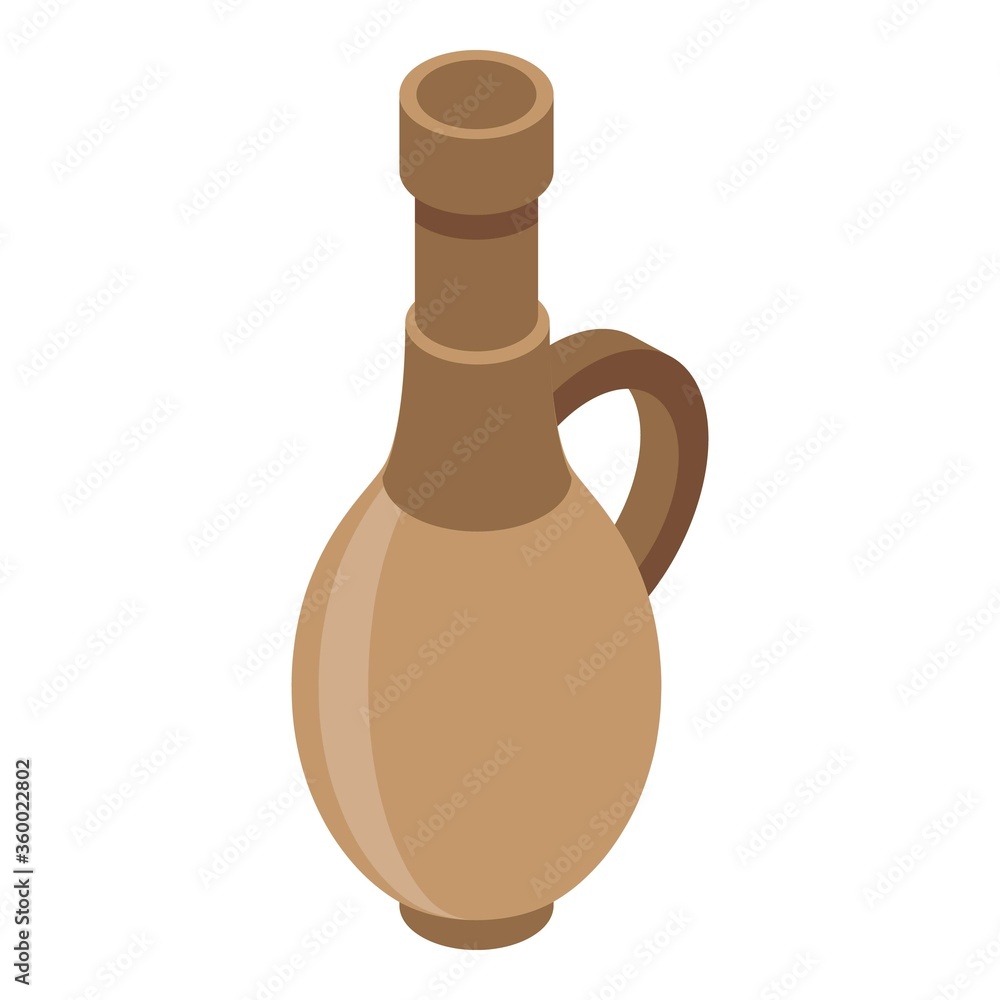 Wood wine bottle icon. Isometric of wood wine bottle vector icon for web design isolated on white background