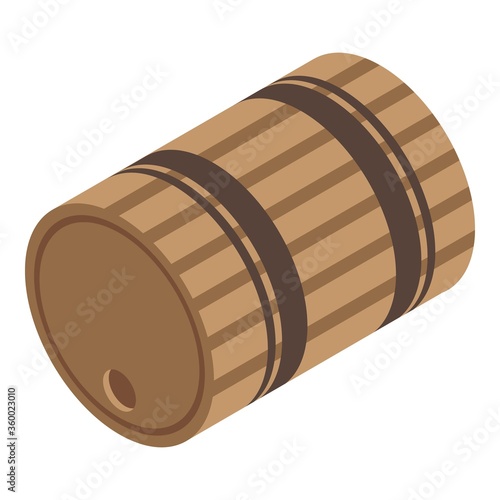 Wood wine barrel icon. Isometric of wood wine barrel vector icon for web design isolated on white background