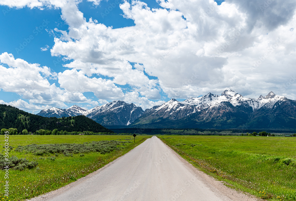 Country Road in the Grand Teton National Park, Wyoming