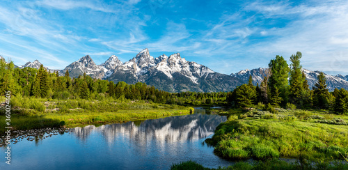 Reflection of the Grand Teton Mountain Range in Grand Teton National Park (6) photo