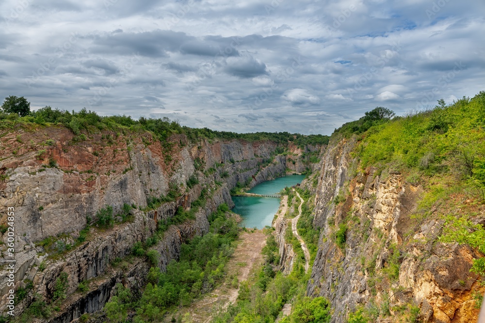 Lom Velka Amerika / A large limestone quarry of America near the capital city Prague - Czech Republic Lom Velka Amerika / A large limestone quarry of America near the capital city Prague - Czech Republic