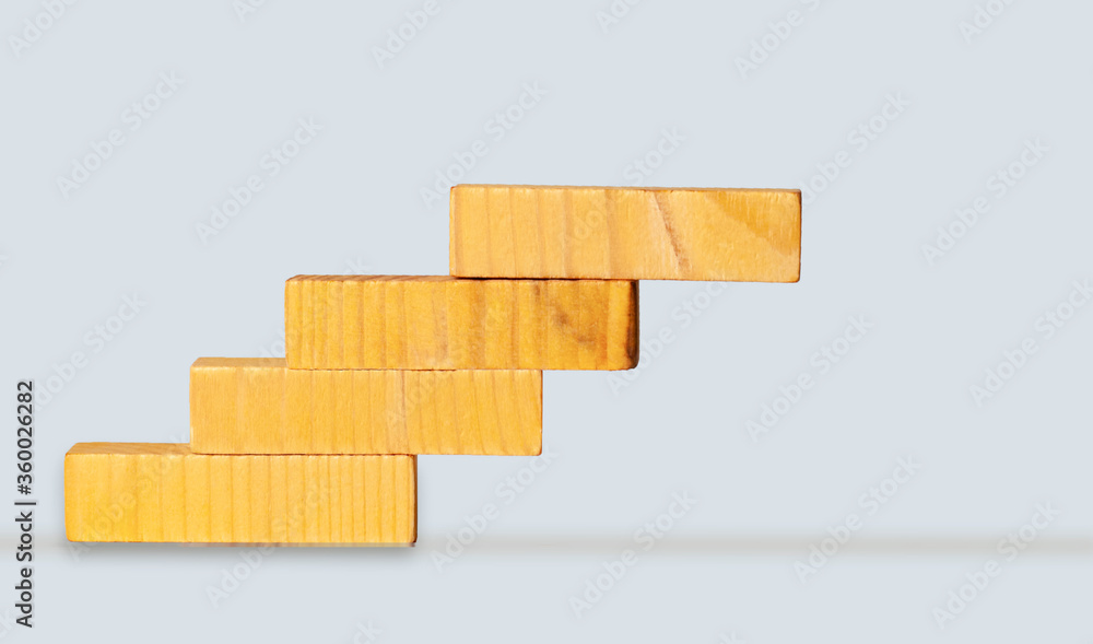beige wooden chip, stairs on the white background