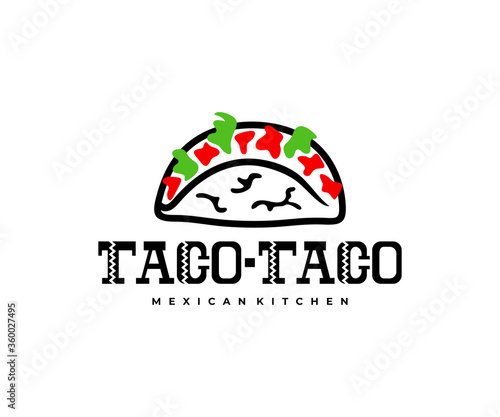 Mexican taco and carnitas, food, logo design. Restaurant, catering, food truck and street food, vector design and illustration