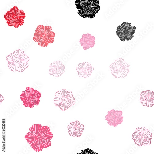 Light Red vector seamless natural artwork with flowers. Brand new colored illustration with flowers. Texture for window blinds, curtains.