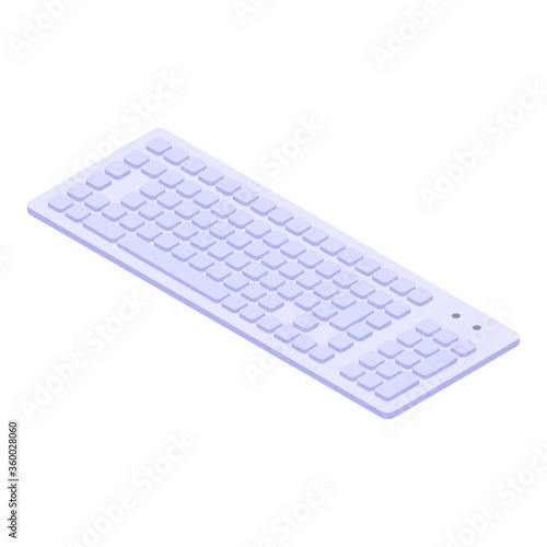 Computer keyboard icon. Isometric of computer keyboard vector icon for web design isolated on white background