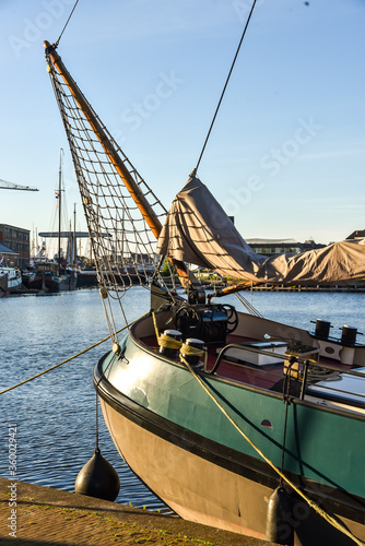 Stern of a typicl t Dutch flat-bottomed boat