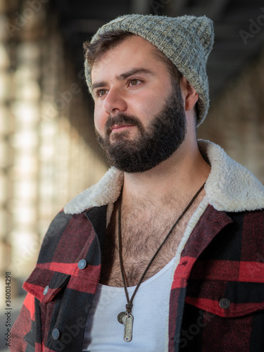 Young handsome french bearded man photo