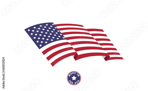 USA flag, national emblem of the United States of America. Vector design. Independence day patriotic symbol.