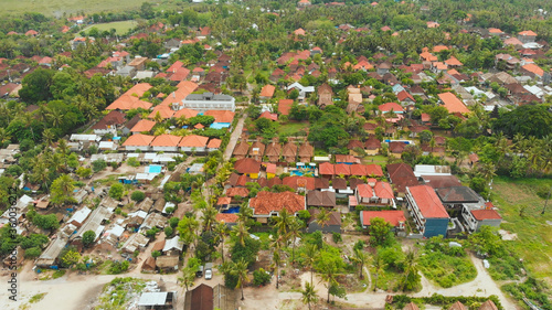 Indonesian Sampalan village on the island of Nusa Penida. View from the height.