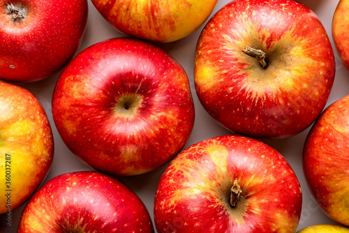 Red-yellow apples. View from above