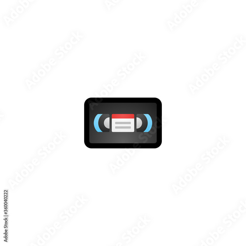 Videocassette Vector Icon. Isolated Cassette Cartoon Style Emoji, Emoticon Illustration