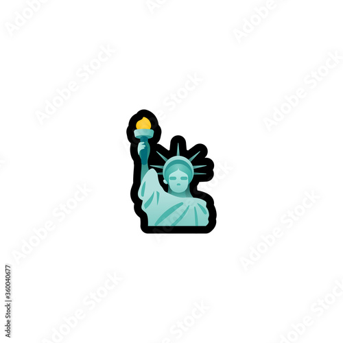 Statue of Liberty Vector Icon. Isolated American Statue Cartoon Style Emoji, Emoticon Illustration