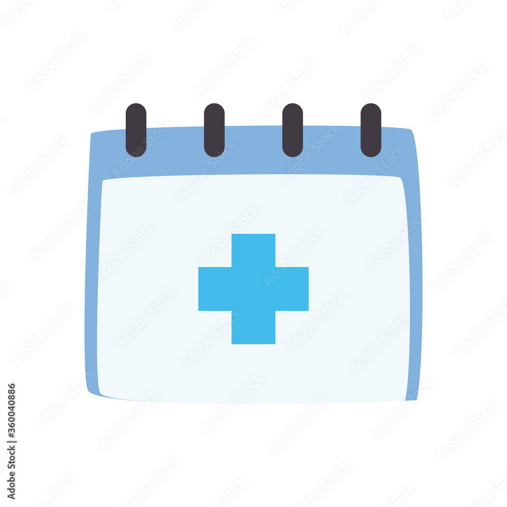 Medical cross inside calendar flat style icon vector design Medical cross inside calendar flat style icon vector design