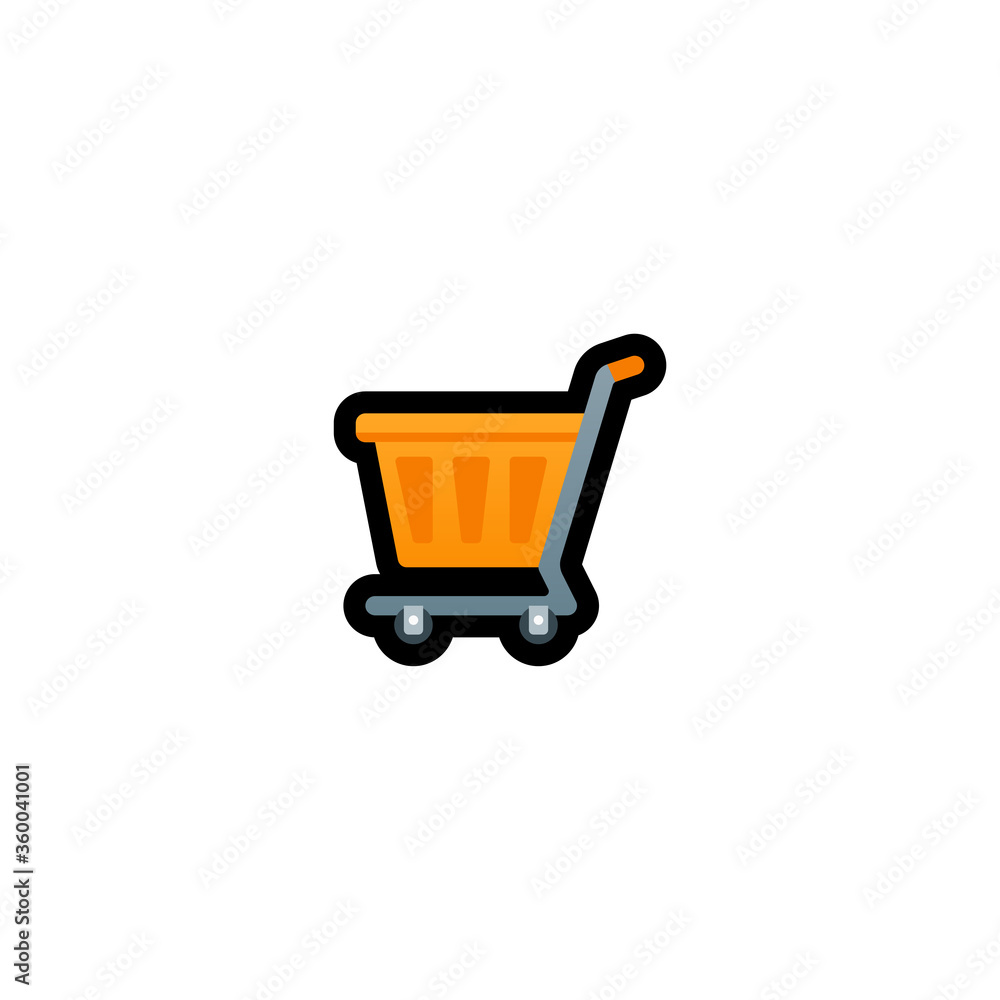 Shopping Cart Vector Icon. Isolated Supermarket Cartoon Style Emoji