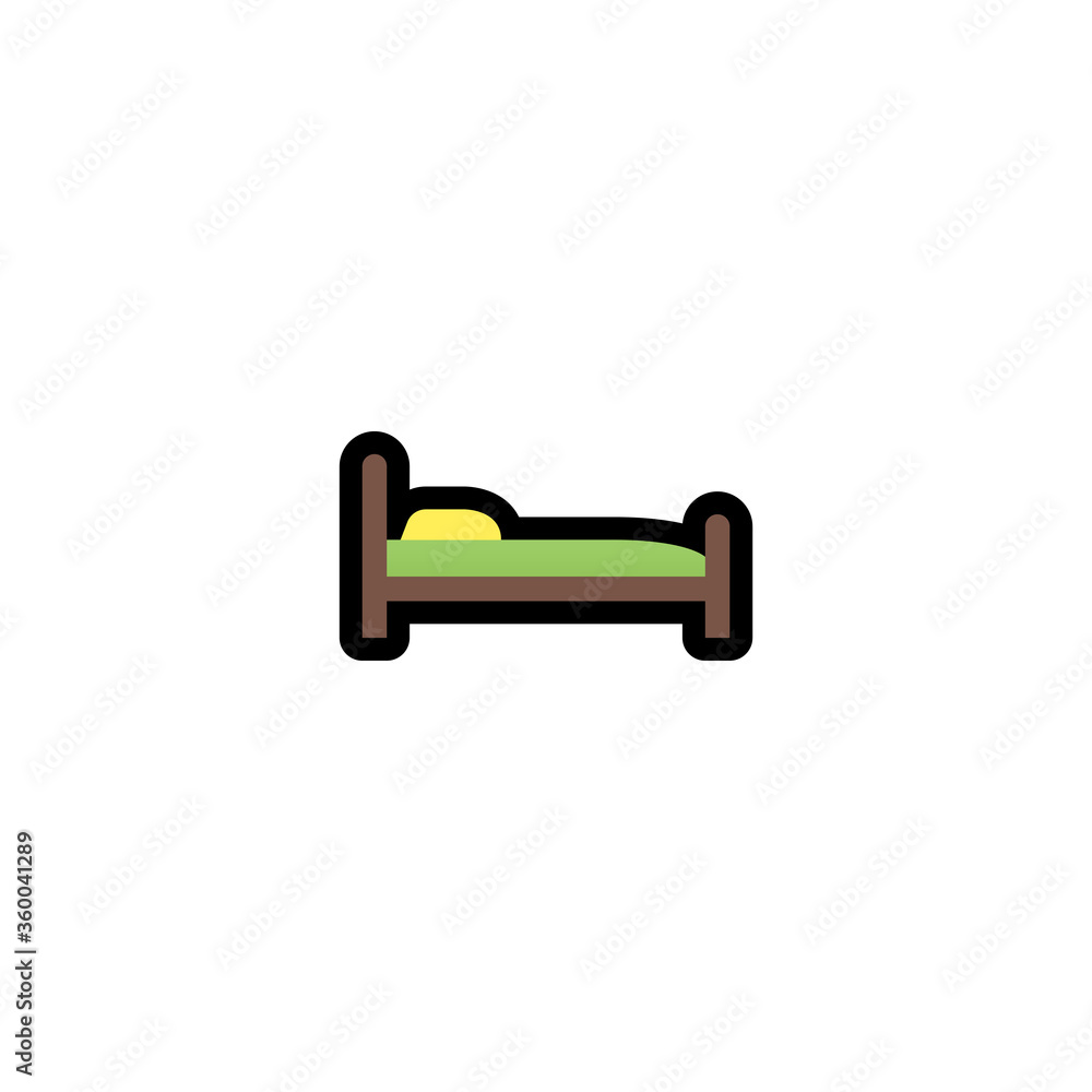 Bed Vector Icon. Isolated Bedroom Cartoon Style Emoji, Emoticon Bedding ...