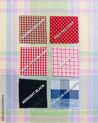 Labeled fabric swatches