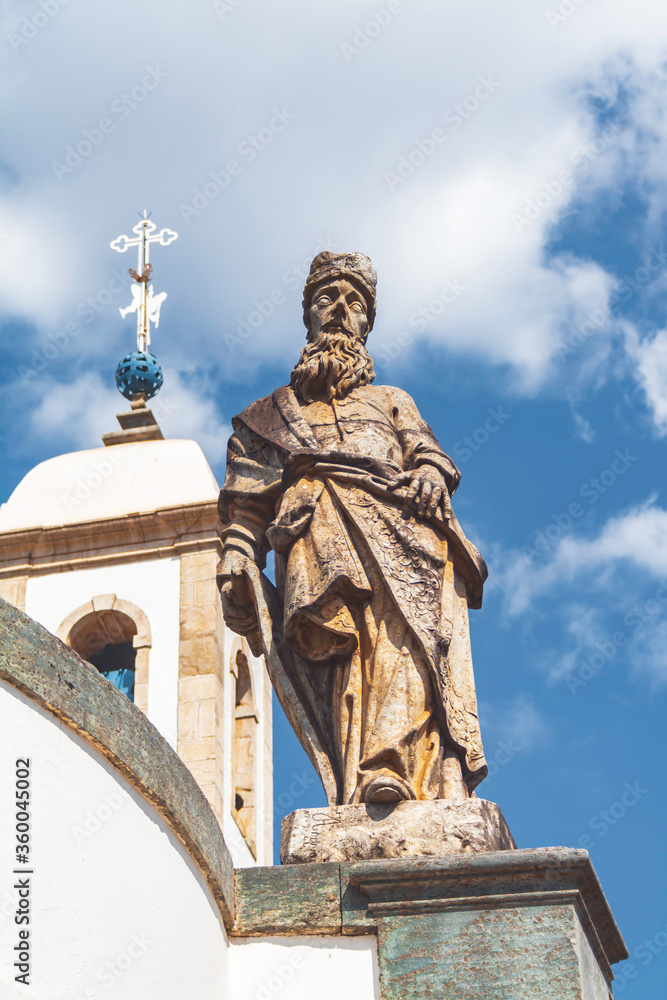Fototapeta premium Monuments and baroque architecture from Bom Jesus de Matosinhos Church, in the city of Congonhas, state of Minas Gerais, Brazil. Historical and religious touristic destination.