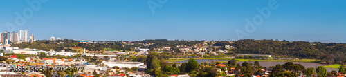 Curitiba  Parana  Brazil - 21 September 2013  Panoramic view from city park. Barigui Park and surroundings in a sunny day. Urban cityscape. Modern city in South America.