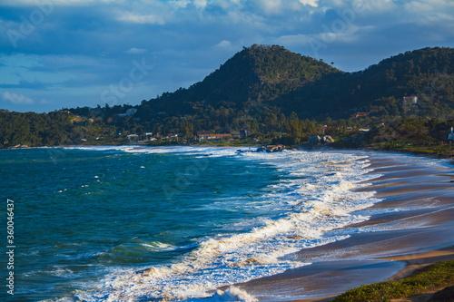 Beach view from Praia do Estaleirinho, Balneario Camboriu, Santa Catarina, Brazil. Vacation destination in South America. Tropical summer.