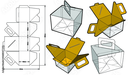 Cake Box and Die-cut Pattern. The .eps file is full scale and fully functional. Prepared for real cardboard production.