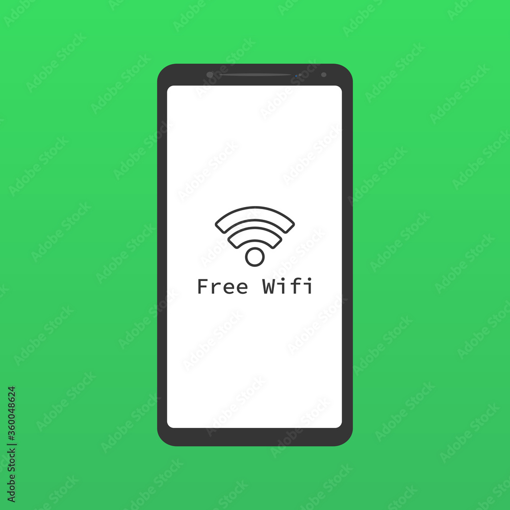 Smartphone screen and free wifi icon, green screen background, vector Smartphone screen and free wifi icon, green screen background, vector