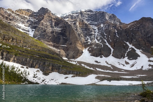 Lake Annette and Temple Mountain Peak Scenic Landscape near Lake Louise, Alberta, Banff National Park Canadian Rockies
 photo