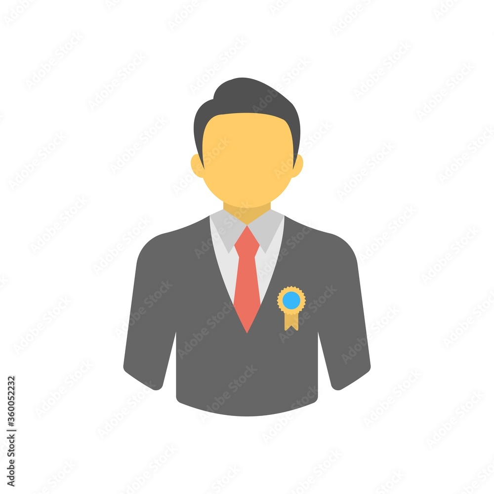 Man with award badge icon illustration. Champion, winner sign. Man with award badge icon illustration. Champion, winner sign.