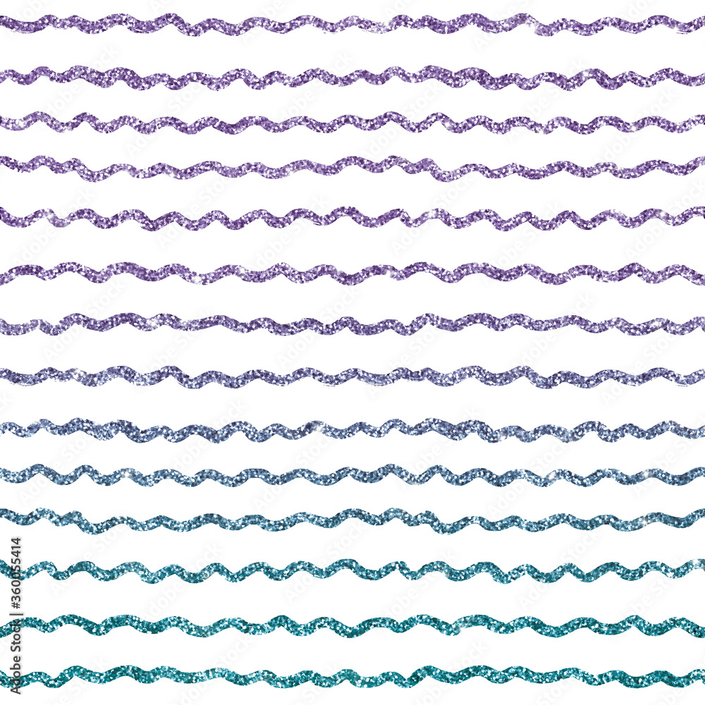 gradient purple blue seamless pattern ocean beach theme glitter waves in a cute hand drawn doodle style on a white background