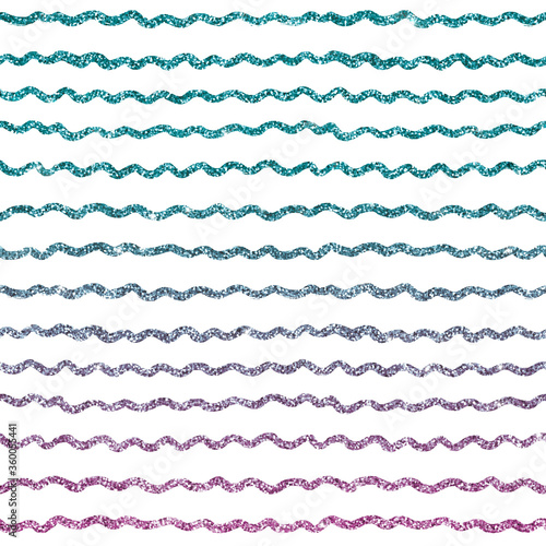 gradient teal blue pink seamless pattern ocean beach theme glitter waves in a cute hand drawn doodle style on a white background